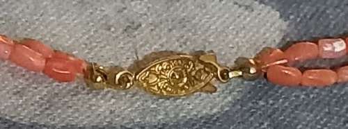 Coral Angel Skin Necklace with Gold Plated Japan Stamped Clasp