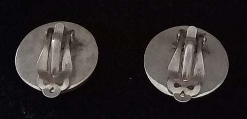 Vintage Sterling Silver Large Clip On Earrings with Turquoise Inset