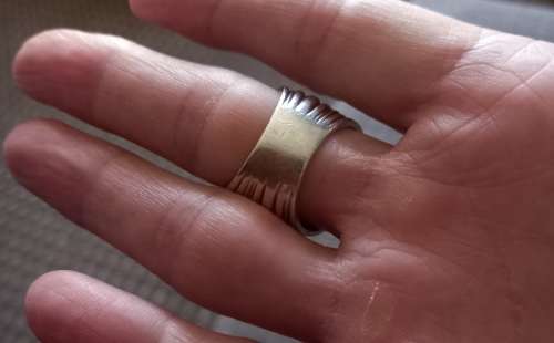 Stunning Bulky Combination 9ct Gold and Sterling Silver Ring with Cubic Zirconia.