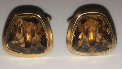 Vintage Patented Gold Cuff Links with Citrines