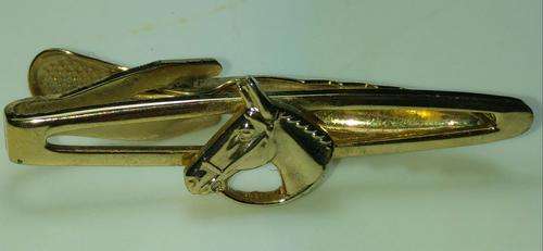Gold-Tone Imitation Brand Tie Clip with Horsehead