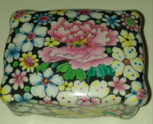 Vintage Decorated in Hong Kong Floral Trinket Dish