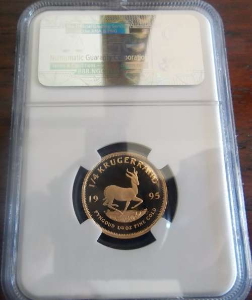 1/4 oz Proof Gold Krugerrand NGC Graded PF 69 Ultra Cameo - 1995