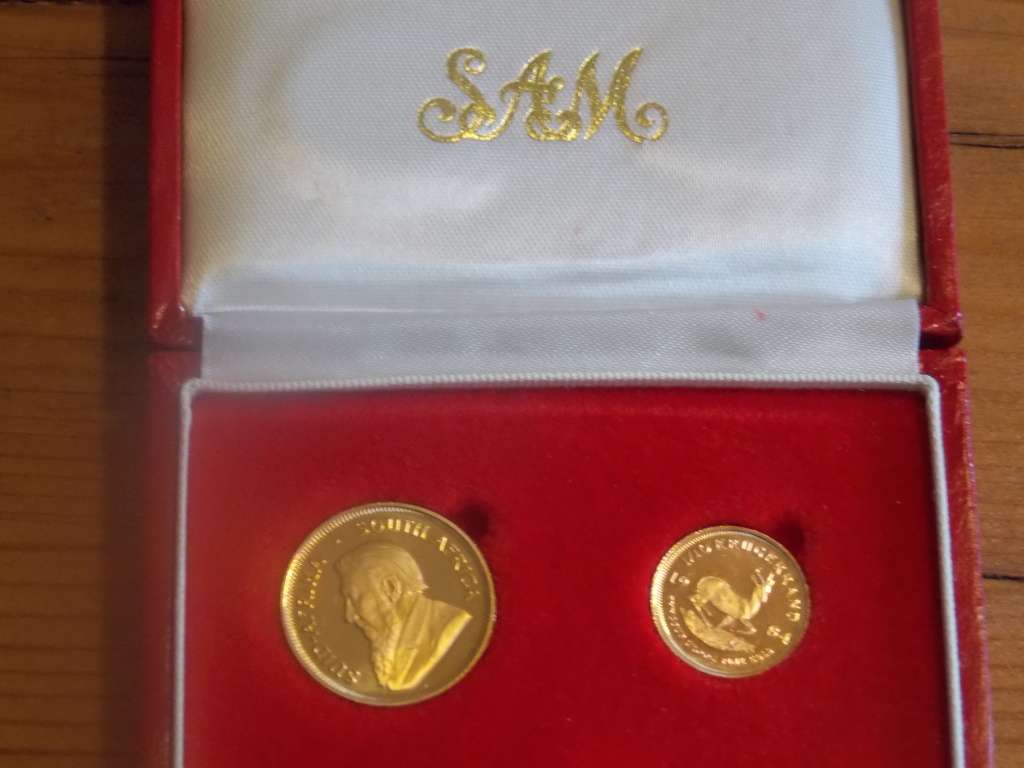 Rare Twin Set 1/4 oz and 1/10 oz gold Kruger Proof Coins 1984