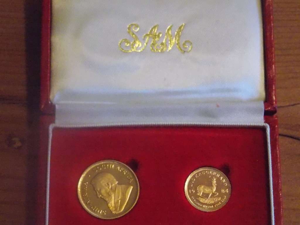 Rare Twin Set 1/4 oz and 1/10 oz gold Kruger Proof Coins 1984