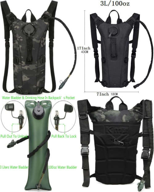 3L Tactical Hydration Backpack Military Water Bag Pouch Outdoor Running Cycling Camping Rucksack