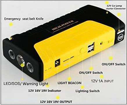 Car Jump Start + Power Bank + Flash Light +  Compressor Air Pump Kit
