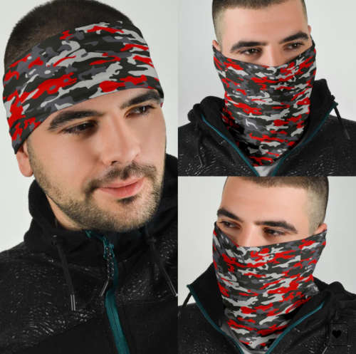 Bandana - Black, White & Red Camouflage