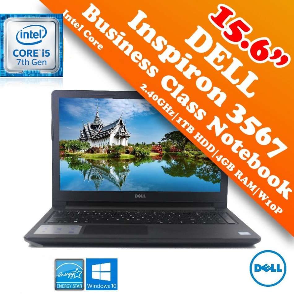 DELL INSPIRON 3567, INTEL CORE I5-7200U @2.50GHz , 8GB RAM , 1TB HDD , INTEL HD 620