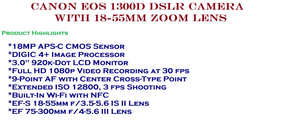 Canon EOS 1300D with CANON 18-55MM in EXCELLENT CONDITION WITH CANON CAMERA BAG