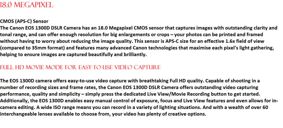 Canon EOS 1300D with CANON 18-55MM in EXCELLENT CONDITION WITH CANON CAMERA BAG