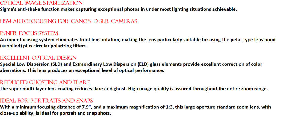 Sigma 18-50mm f/2.8-4.5 DC OS HSM Zoom For Canon D-SLRs IN EXCELLENT CONDITION