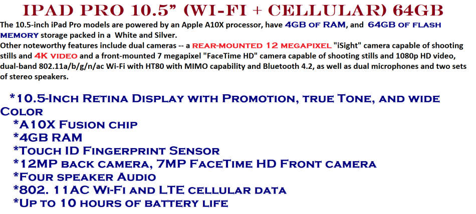 iPad Pro 2019 , 10.5" (Wi-Fi + Cellular) 64GB WITH KEYBOARD AND APPLE PENCIL