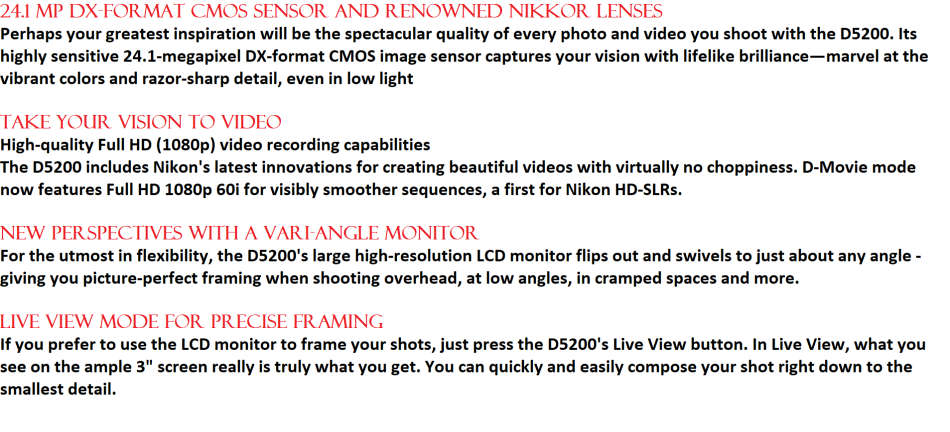 Nikon D5200 24.1 MP CMOS Digital SLR with 18-55mm f/3.5-5.6G II AF-S DX VR NIKKOR Lens LIKE NEW