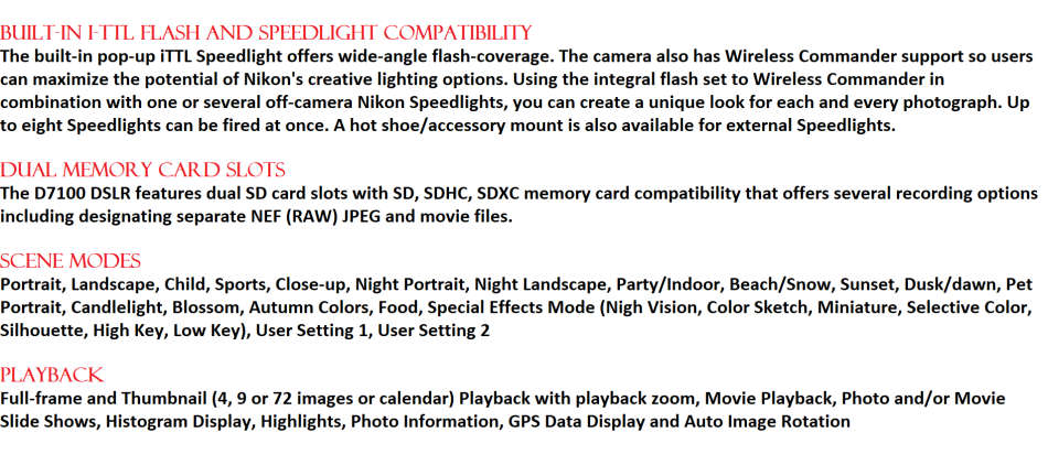 Nikon D7100 DSLR Camera , 24.1 MP DX-Format CMOS Sensor IN EXCELLENT CONDITION