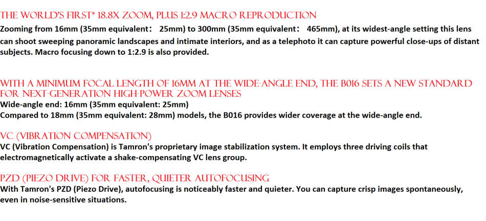 Tamron 16-300mm f/3.5-6.3 Di II VC PZD MACRO Lens for Nikon