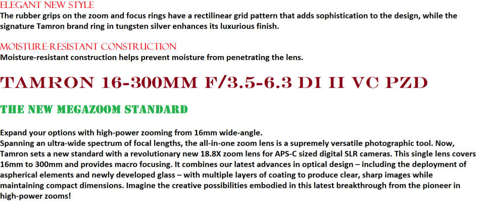 Tamron 16-300mm f/3.5-6.3 Di II VC PZD MACRO Lens for Nikon