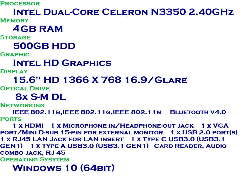 ASUS F541N , CELERON DUAL CORE , 4GB RAM , 500GB HDD , WEBCAM , VERY GOOD CONDITION