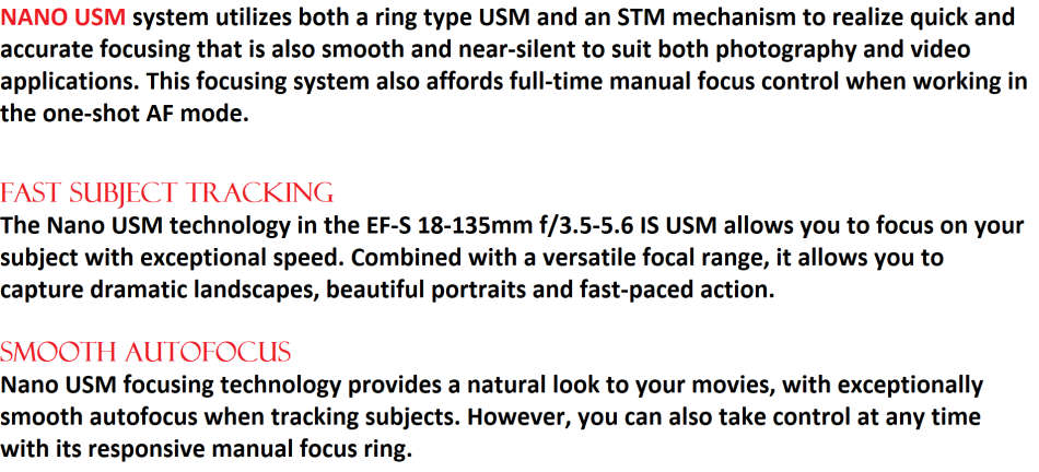 Canon EF-S 18-135mm f/3.5-5.6 IS Nano USM Lens IN EXCELLENT CONDITION