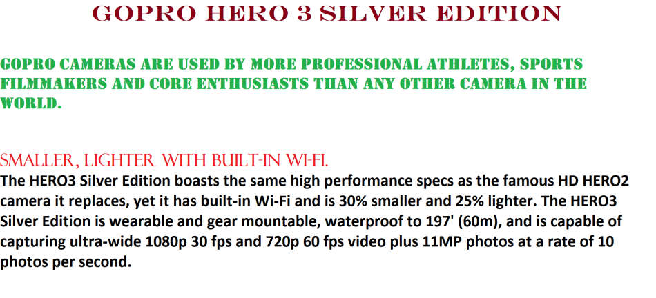 Gopro HERO 3 Silver Edition IN EXCELLENT CONDITION WITH HOUSING AND STAND