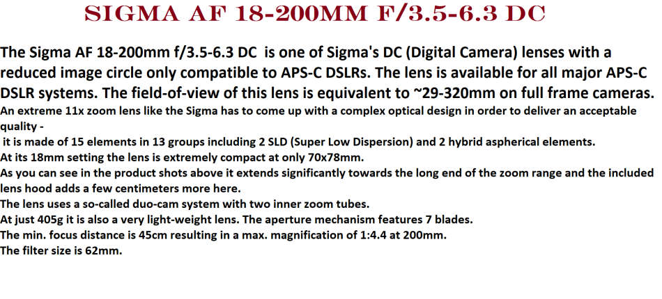 Sigma AF 18-200mm f/3.5-6.3 DC FOR CANON DSLR CAMERAS