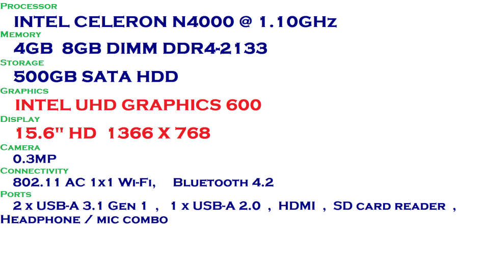 Lenovo IdeaPad S145 15.6 Laptop  Celeron, 4GB RAM, 500GB HDD, Win 10 GOOD CONDITION