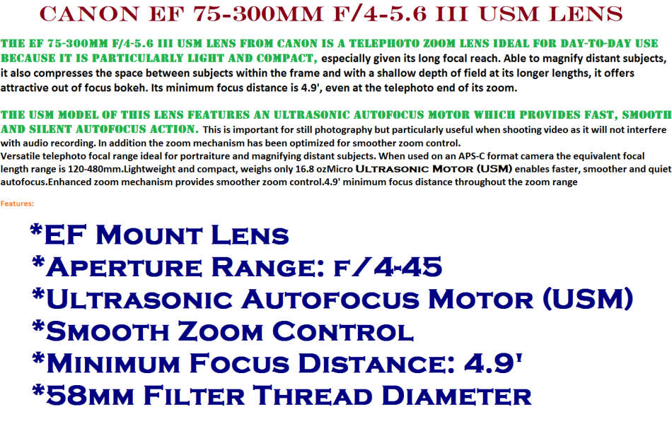 CANON EF 75-300mm f/4-5.6 III USM