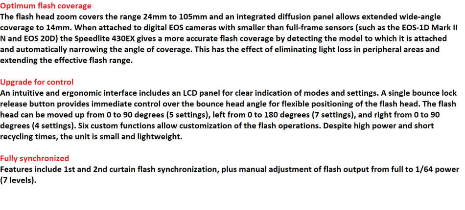 Canon 430EX Speedlite Flash for Canon EOS SLR Cameras