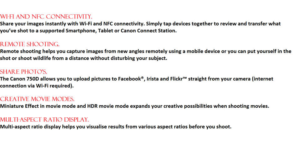 Canon EOS 750D 24MP DSLR Camera WITH 18-55MM IS II , VOYAGER BAG, BOOKLET AND 16GB SD CARD
