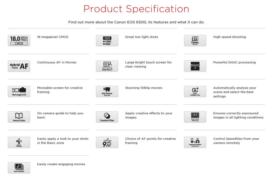 CANON EOS 650D, 18MP DSLR WITH FULL HD MOVIES, 18-55MM III ZOOM LENS AND CANON CARRY BAG