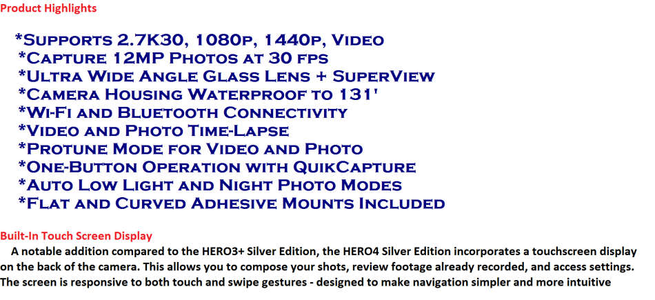 GoPro HERO4 WITH lots of ACCESSORIES