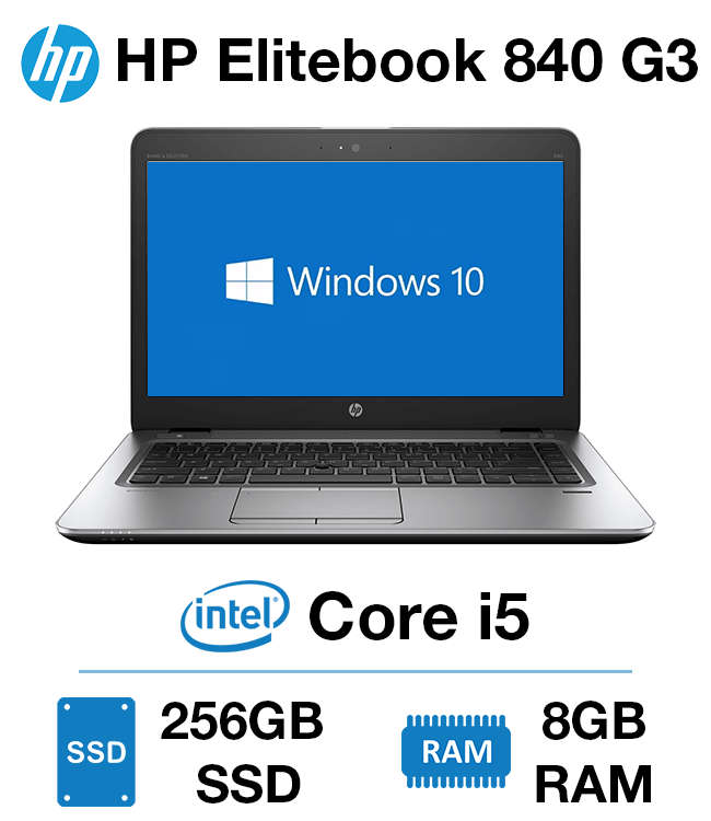 HP Elitebook 840 G3 Intel Core i5-6300U @2.40GHz, 8GB DDR4 RAM, 256GB SSD, 14` Display, Win10 Pro
