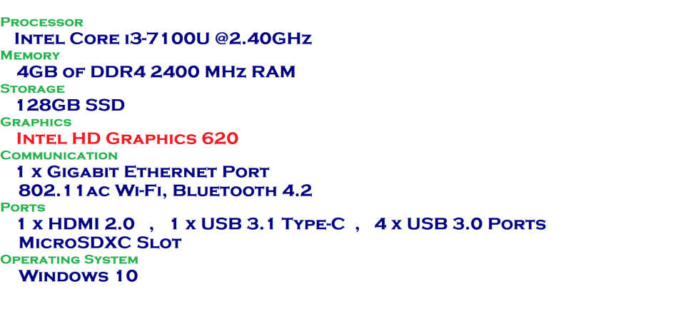 Intel NUC 7 Mainstream Mini PC (NUC7i3BNHXF) - Core i3, 4GB RAM, 128GB SSD