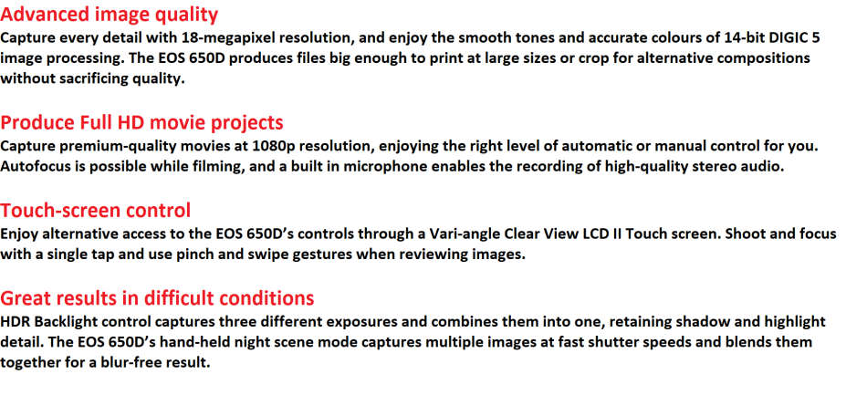 CANON EOS 650D, 18MP DSLR ,FULL HD MOVIES, 18-55MM IS ZOOM LENS , BATTERY GRIP WITH 2 BATTERIES