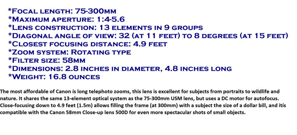 Canon EF 75-300mm f/4-5.6 III Telephoto Zoom Lens for Canon SLR Cameras , BRAND NEW  , BOXE