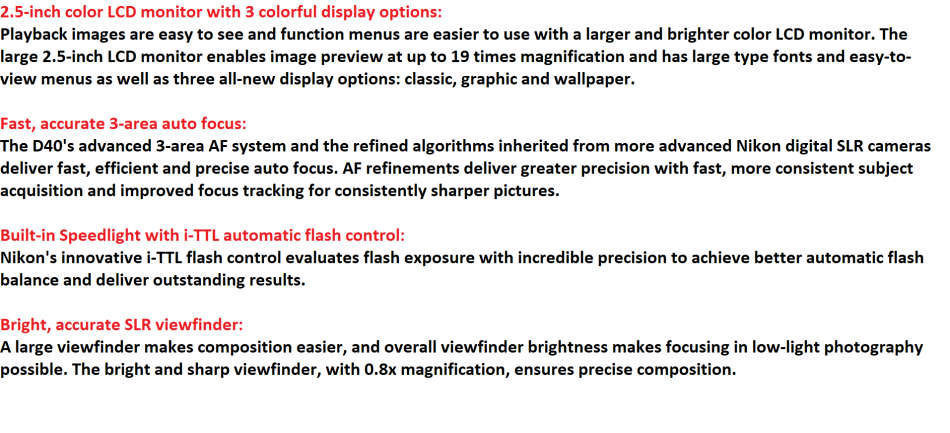 Nikon D40 6.1MP Digital SLR Camera Kit with 55200mm f/3.5-5.6G ED VR Auto Focus-S DX Zoom Lens