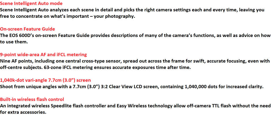 Canon EOS 600D 18MP Digital SLR Camera, FULL HD MOVIES , 18-55mm IS II Lens, CHARGER , SHOULDER BAG