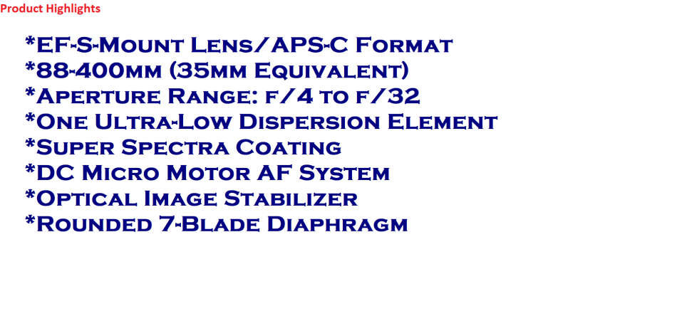 Canon EF-S 55-250mm f/4-5.6 IS II Lens IN VERY GOOD CONDITION