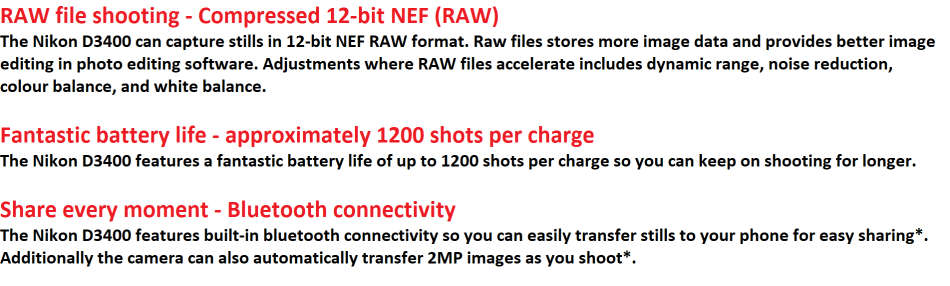 Nikon D3400 24MP DSLR ,FULL HD MOVIES with AF-P 18-55mm  Lens AND LOWEPRO BAG