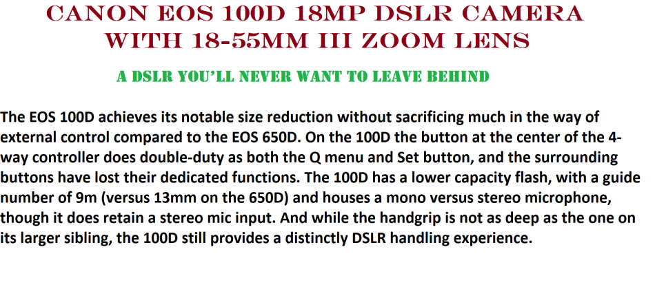 CANON 100D 18MP DSRL FULL HD MOVIES WITH 18-55MM LENS , CHARGER VERY GOOD CONDITION