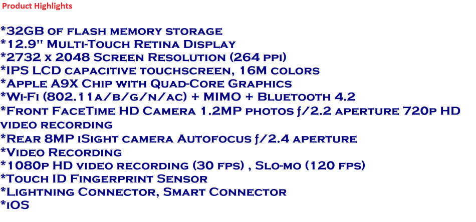 Apple iPad Pro 12.9" (Wi-Fi Only) 32GB WITH APPLE SMART KEYBOARD VERY GOOD CONDITION