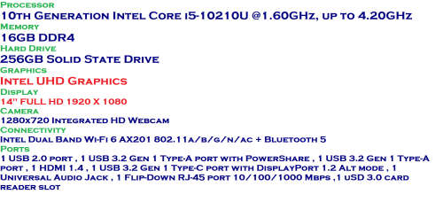 Dell Latitude 3410  Core i5-10210U,16GB RAM,256GB SSD, Intel UHD Graphics, FULL HD, BRAND NEW