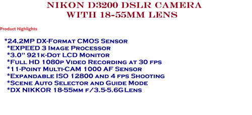 Nikon D3200 24MP DSLR Camera with 18-55mm VR LENS  IN VERY GOOD CONDITION. WITH LOW SHUTTER COUNT