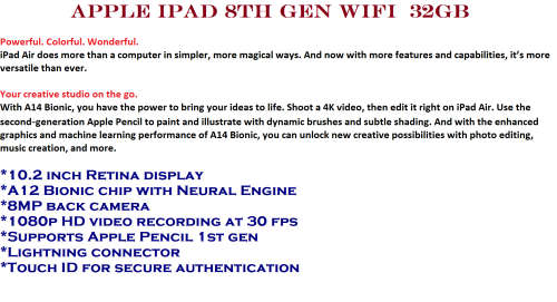 Apple iPad 8th Gen WiFi Cellular 32GB Space Grey IN EXCELLENT CONDITION