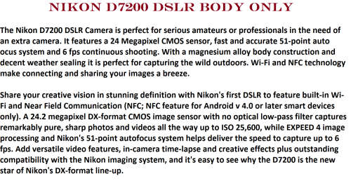 Nikon D7200 DX-format DSLR Body (Black) ,Low Shutter Count