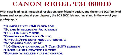 Canon REBEL T3i (600D) 18MP DSRL FULL HD MOVIES With 18-55mm Lens lll in Very Good Condition