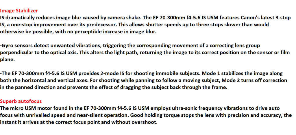 Canon EF 70-300mm f/4-5.6 IS USM Lens IN EXCELLENT CONDITION