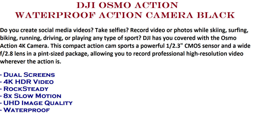 DJI Osmo Action Waterproof Action Camera Black