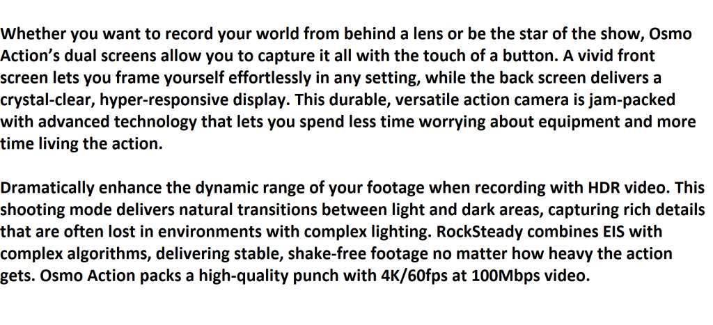 DJI Osmo Action Waterproof Action Camera Black