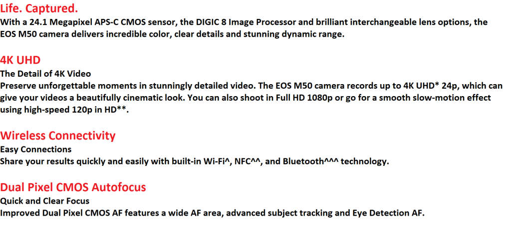 Canon EOS M50 Mirrorless Vlogging Camera ( BODY), Black